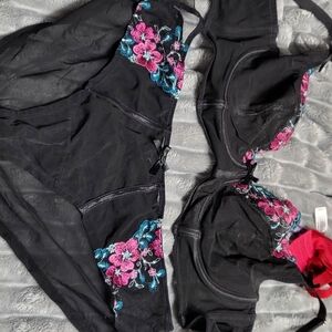 Adore Me Black Lingerie with Floral Embroidery